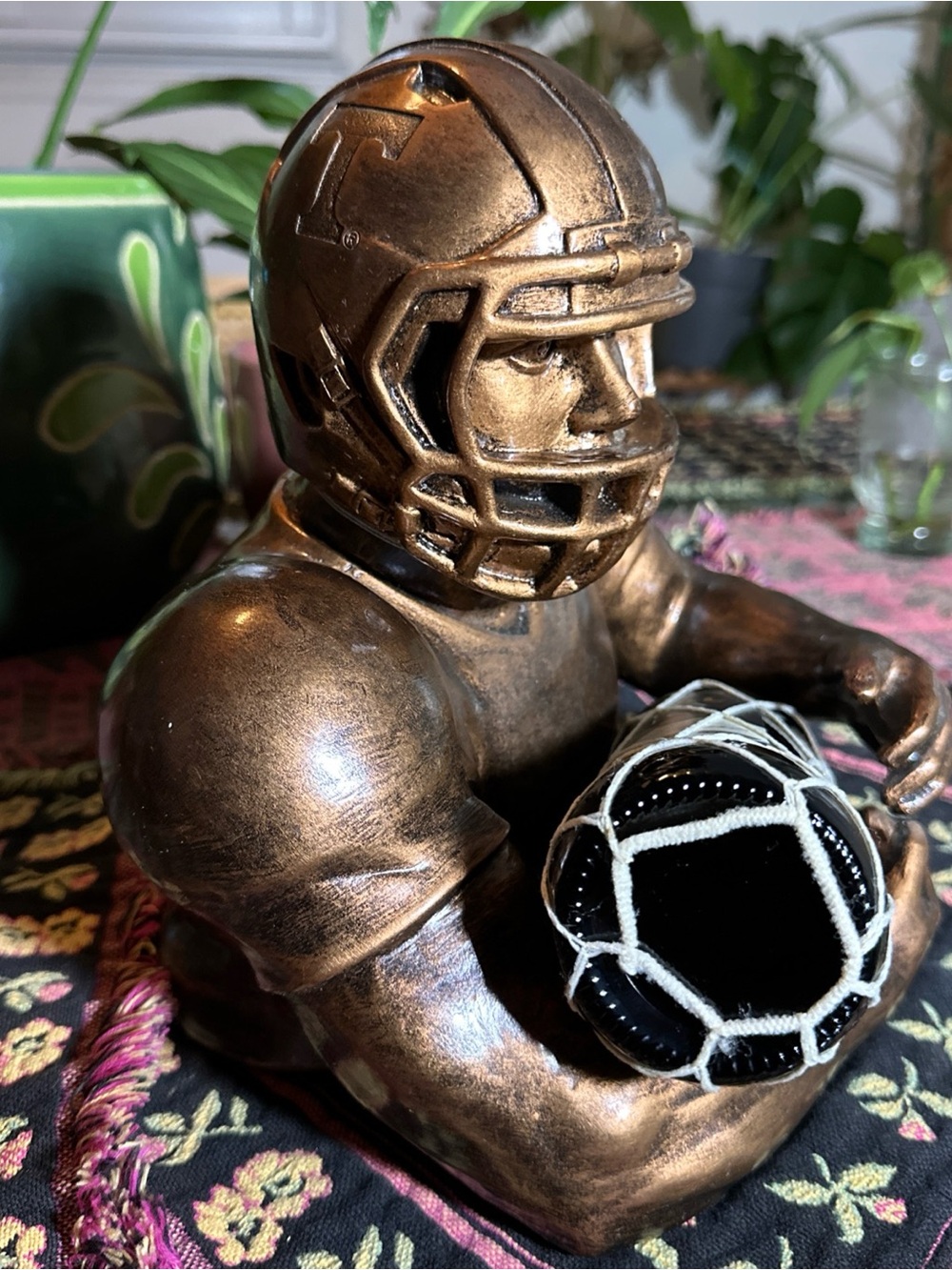 Tennessee University Vols Football Bronze Veneer Wine Bottle Holder Barware NEW